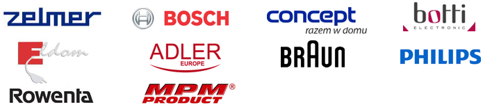  ZELMER, BOSCH, CONCEPT, BOTTI, ELDOM, ADLER,
 BRAUN, PHILIPS, ROWENTA, MPM